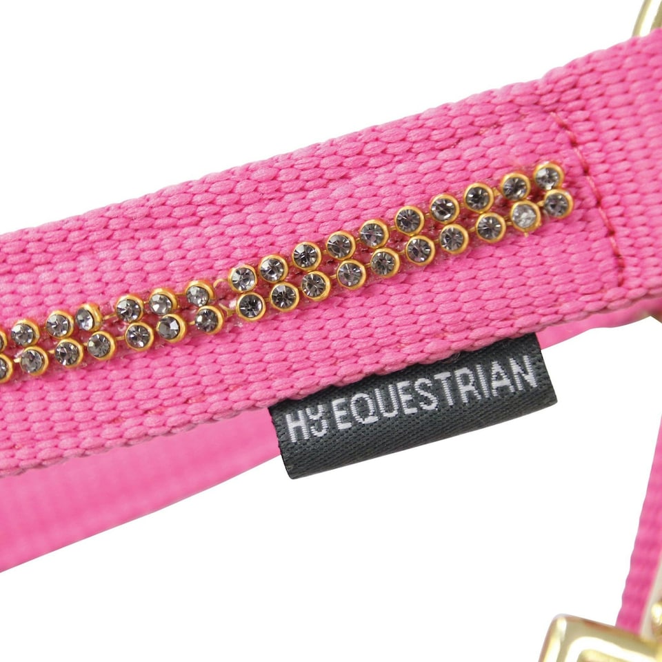 image 1 of Hy Sparkle Horse Headcollar and Leadrope Set - Pink/Gold - Full