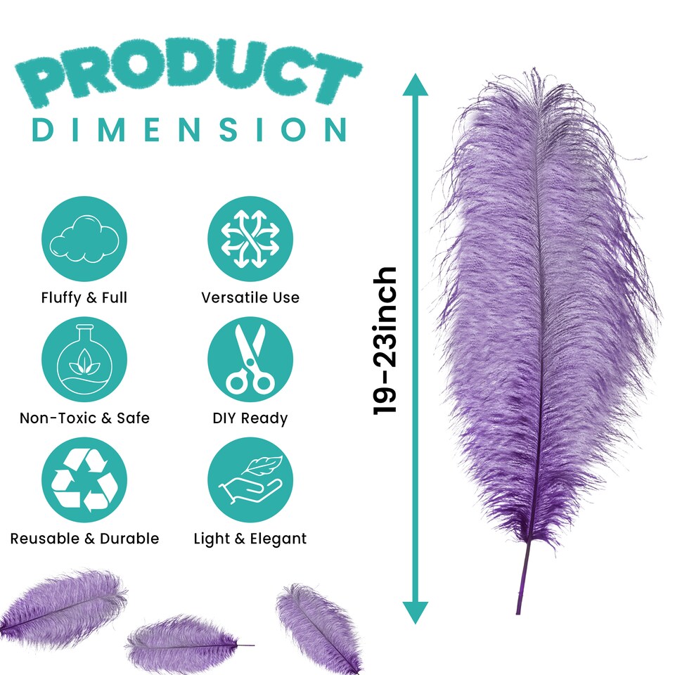 image 1 of 50cm - 60cm Large Ostrich Feathers, Showgirl Spadones - 5pcs