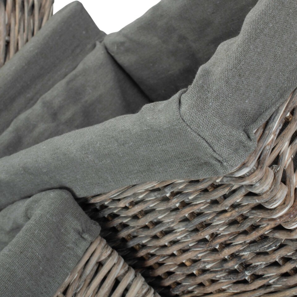 image 1 of Set of 4 Grey Wash Grey Cotton Lined Willow Storage Baskets | Brown | Grey | Not provided | 4