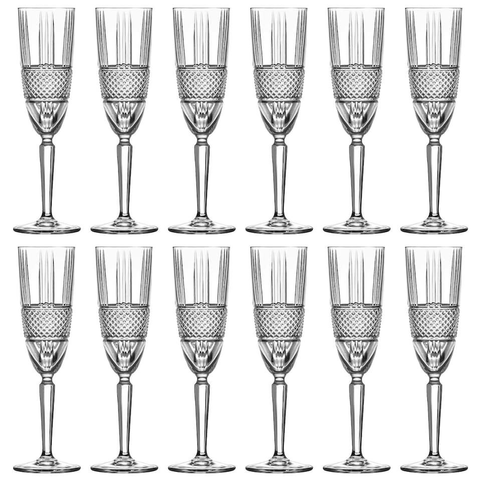 image 1 of RCR Crystal Brillante Glass Champagne Flutes - 190ml - Pack of 12