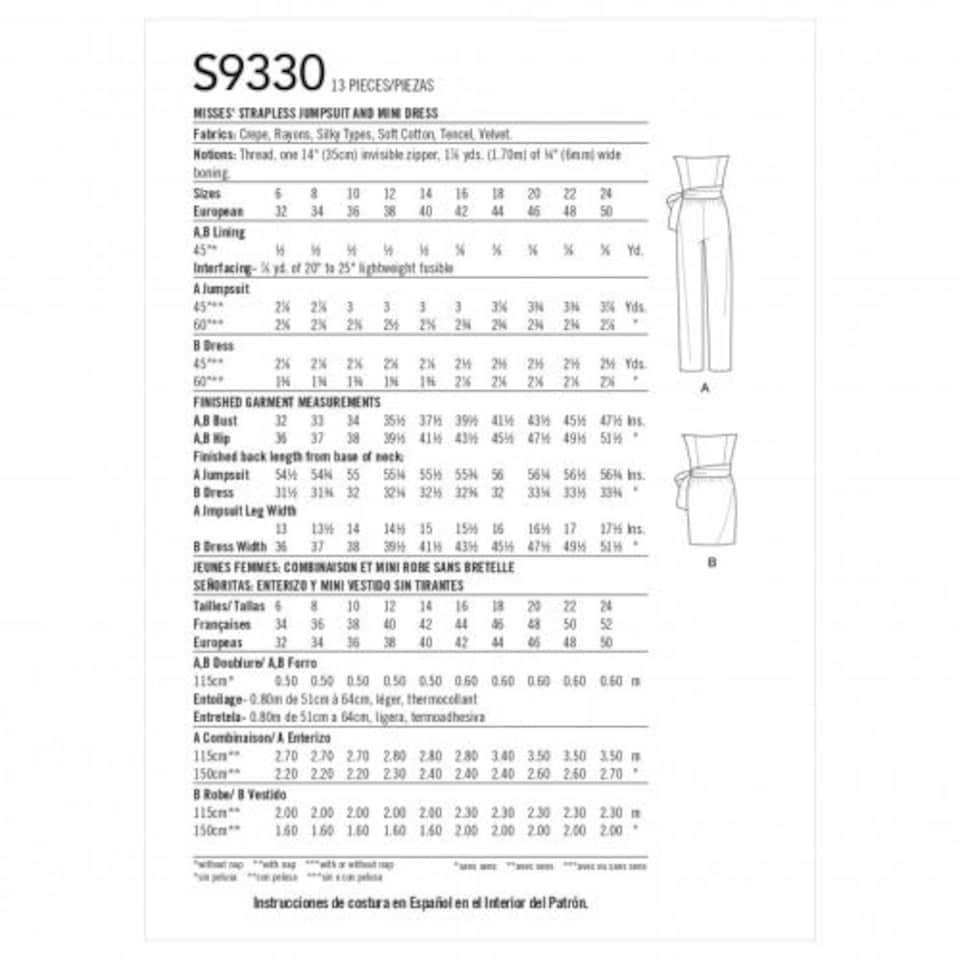 image 1 of Simplicity 9330 Paper Sewing Pattern – Women’s Jumpsuits & Dresses, Size H5 (6–8–10–12–14), Intermediate