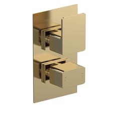 Concealed Twin Thermostatic Shower Valve Diverter Brushed Brass 215mm | Copper | Brushed Brass | 1