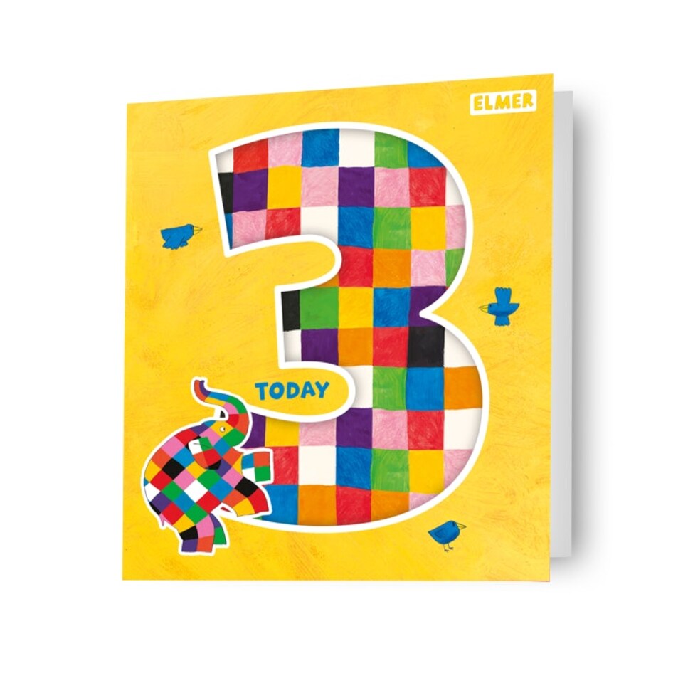 image 1 of Elmer The Patchwork Elephant Age 3 Birthday Card