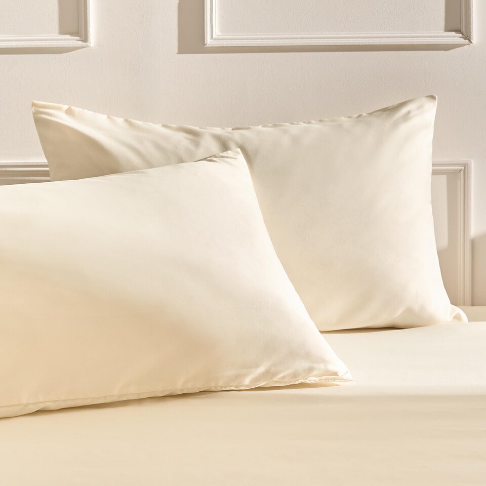 image 1 of OHS 2 Pack Soft Microfibre Wrinkle Resistant Housewife Pillowcases | White | Ivory | Standard
