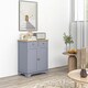 image 2 of HOMCOM Rubber Wood Top Kitchen Side Cabinet with Adjustable Shelf, Grey
