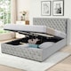 image 2 of 4ft6 Double Storage Bed Frame With Winged Headboard In Light Grey