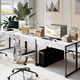 image 4 of HOMCOM High Gloss Computer Desk with 2 Drawers, 100 x 50 cm Home Office Desk for Small Spaces, Modern Study Writing Table with Steel Legs, White and Black
