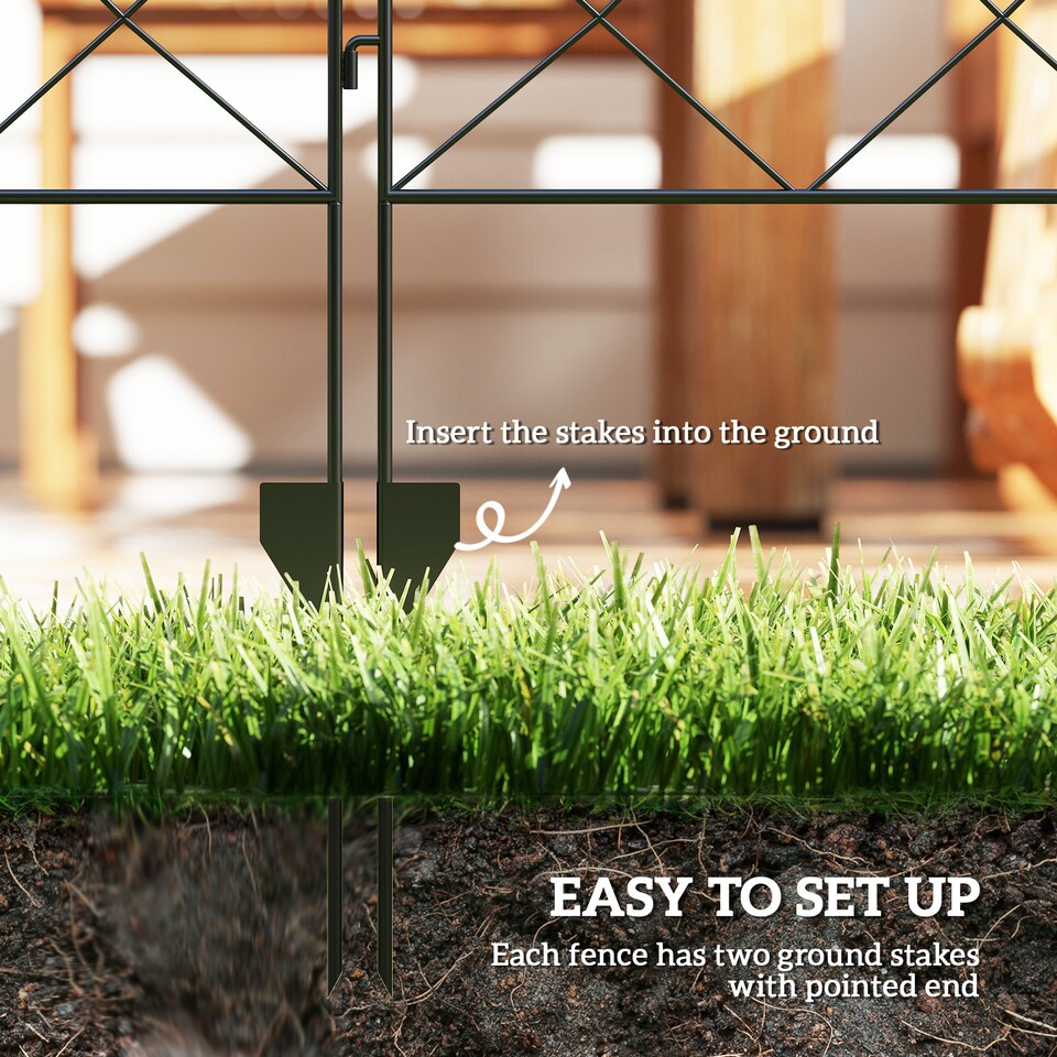 image 1 of Outsunny 4PCs Decorative Garden Fencing 56.3in x 11.5ft Steel Border Edging