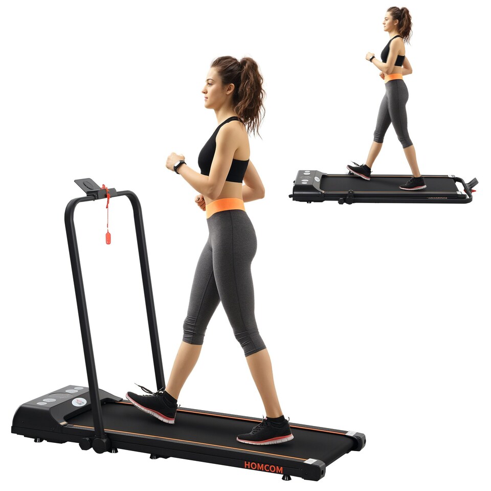image 1 of HOMCOM Foldable Walking Treadmill w/ LED Display, Orange