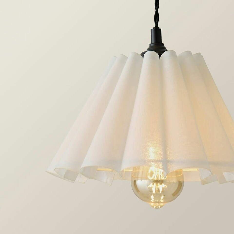 image 1 of ValueLights Lauren White Pleated Shade 3 Drop Cluster Matte Black Ceiling Pendant Light | Black