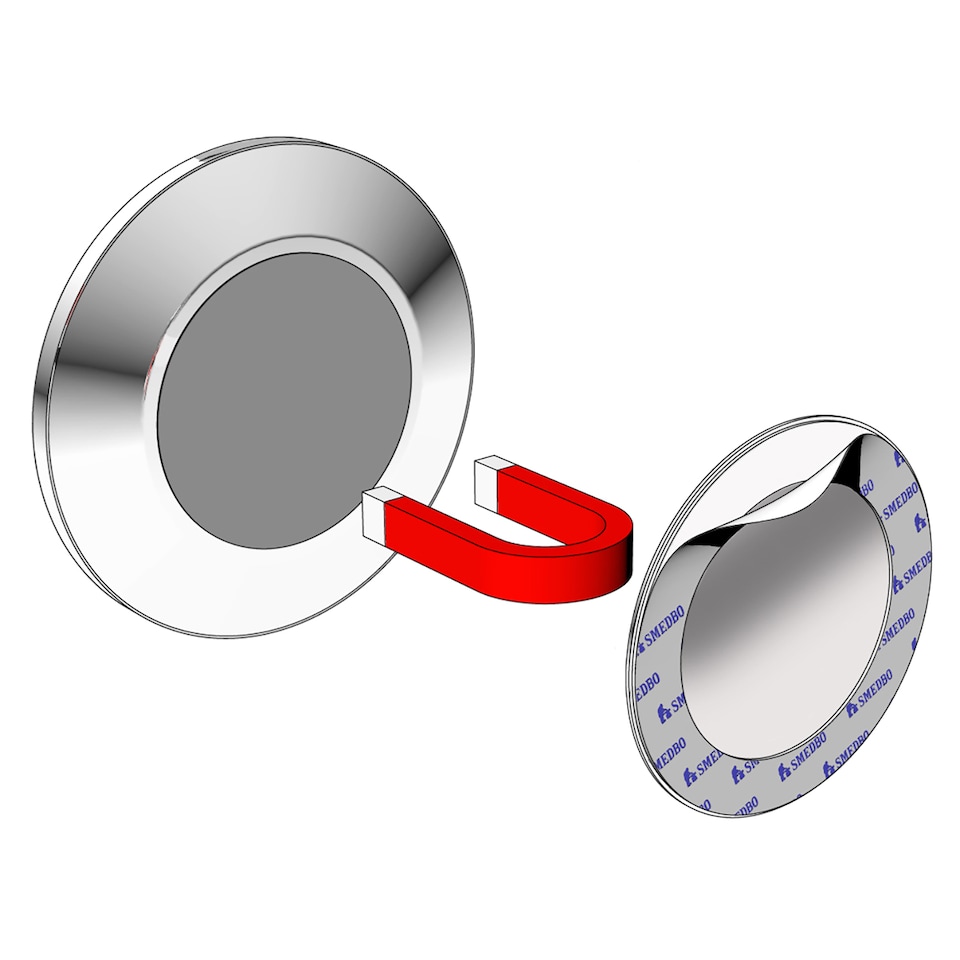 image 1 of Smedbo Polished Chrome Detachable Mirror with Magnetic Self Adhesive Wall Plate