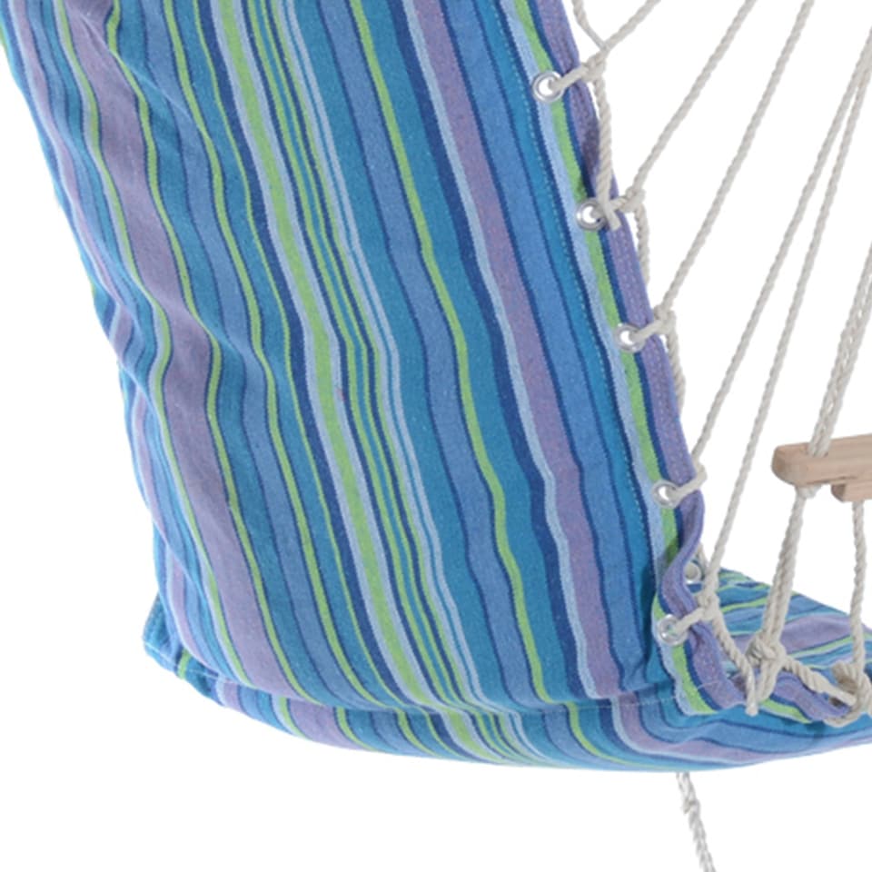 image 1 of Outsunny Garden Hammock w/ Footrest Armrest Patio Swing Seat Hanging Rope Blue