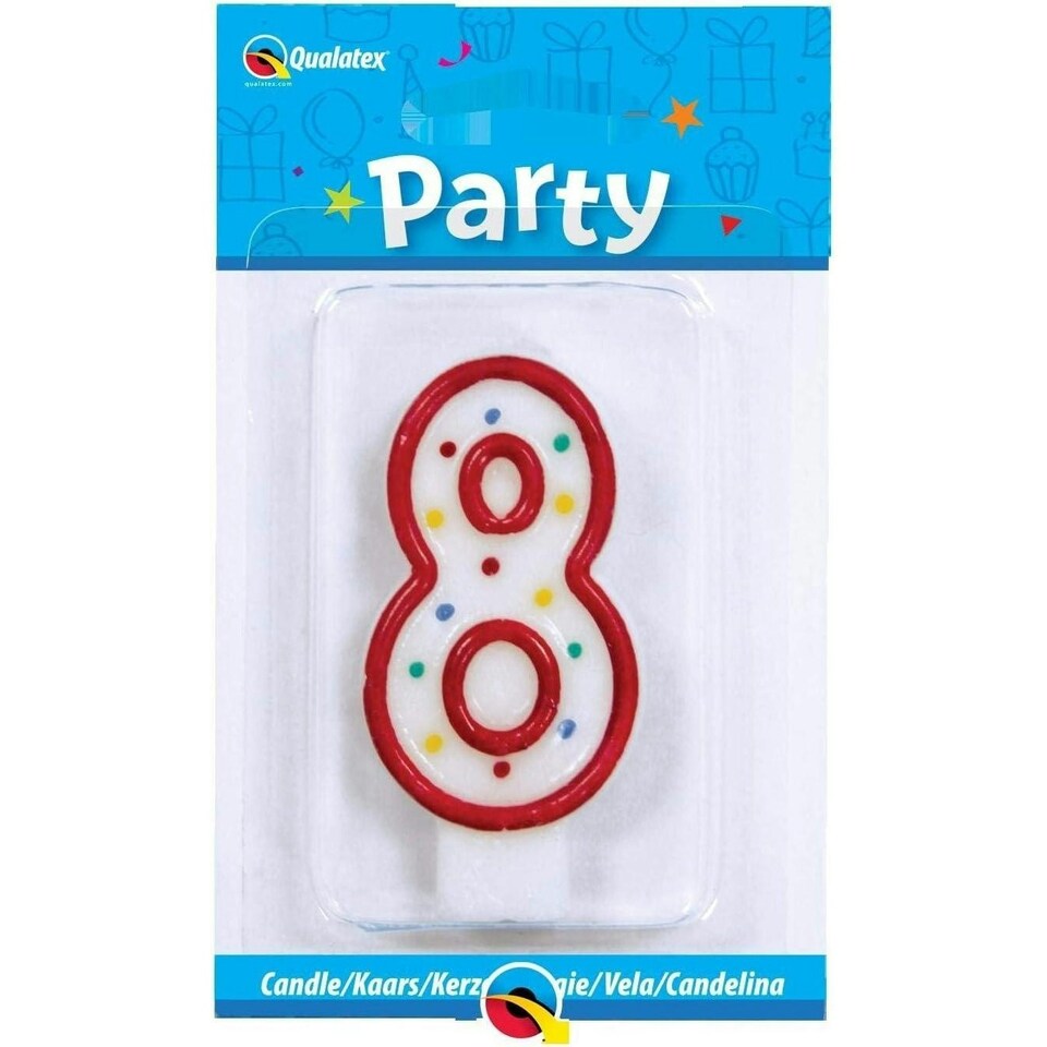 Qualatex Polka Dot 8th Birthday Birthday Candle - Multicoloured - One Size