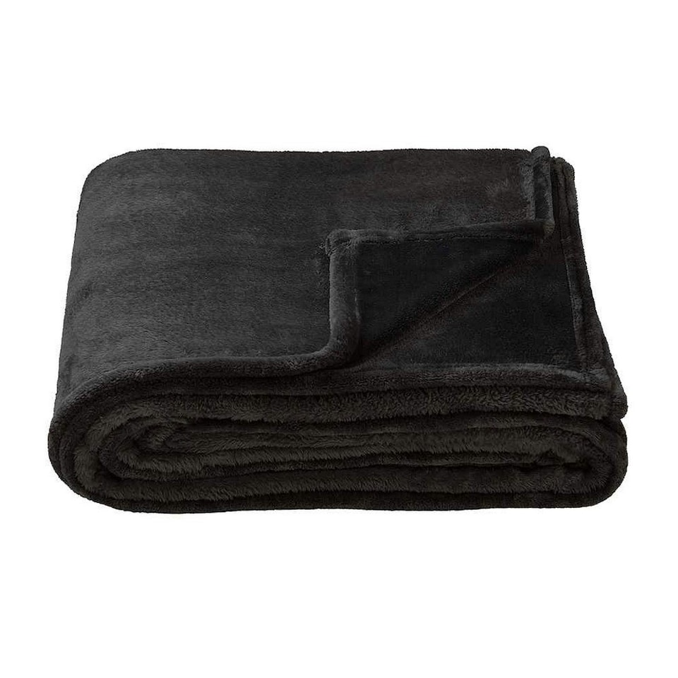 Brand Lab Fleece Plain Blanket - Black - 200cm x 150cm
