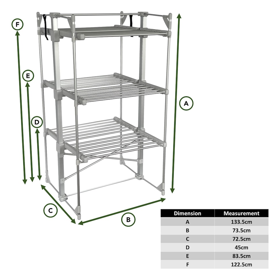 image 1 of 3 Tier Electrical Heated Folding Clothes Horse Airer Dryer with 36 Heated Rails