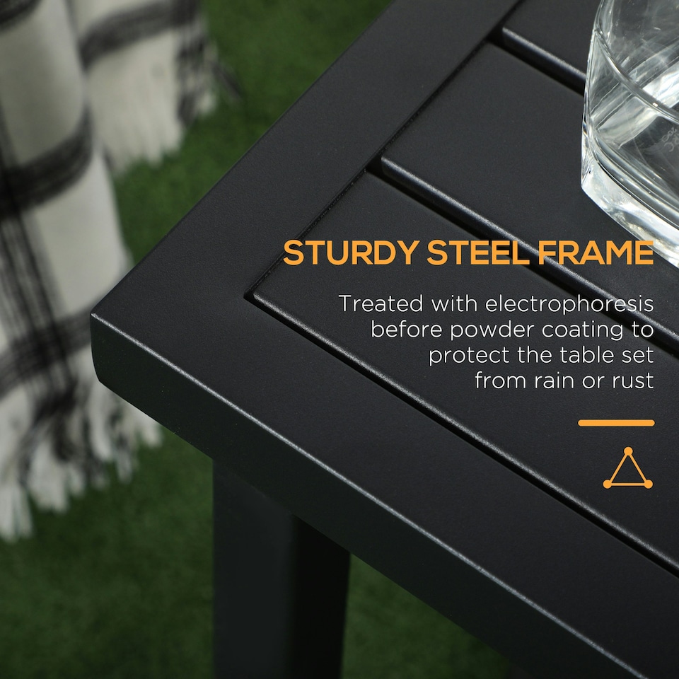 image 1 of Outsunny Garden Side Table Coffee Table with Umbrella Hole for Patio Balcony