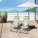 image 2 of Outsunny Garden Chairs Set of 2 Folding Camping Chair Recliners, Green | Green | Green