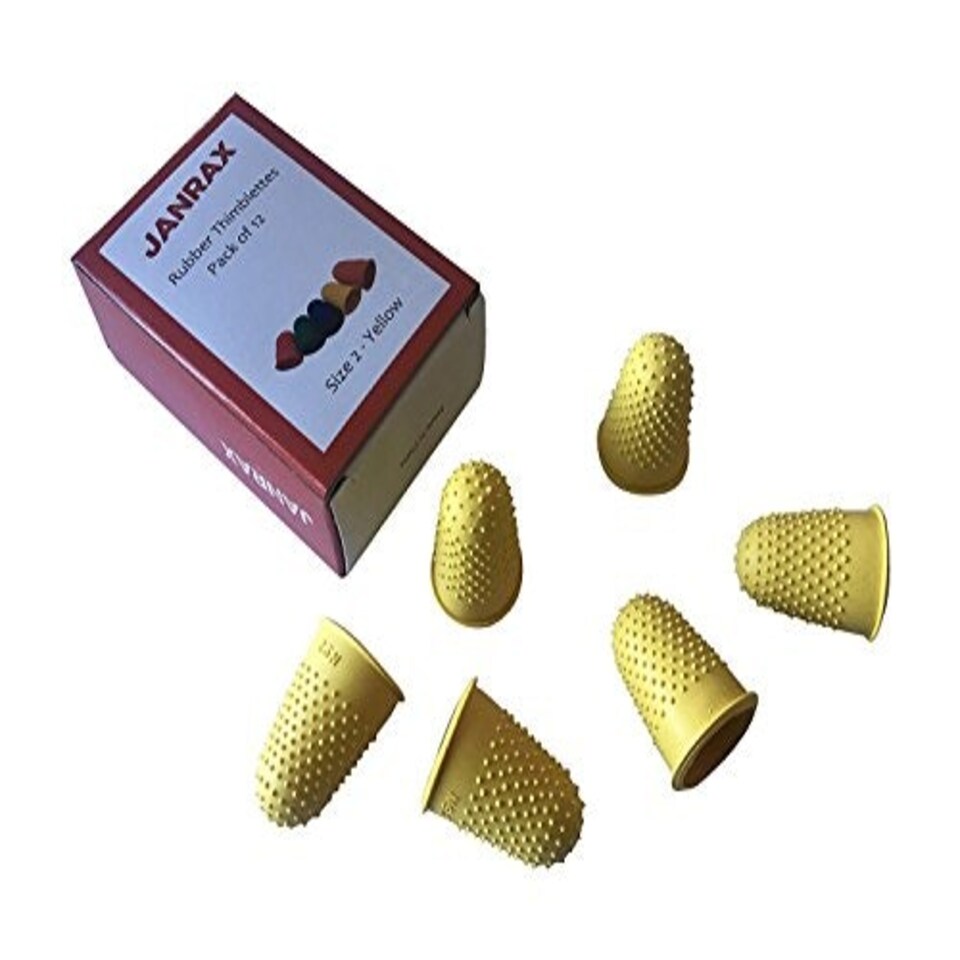 image 1 of Pack of 72 Yellow No.2 Rubber Thimblettes - Large Thimble Finger Cones