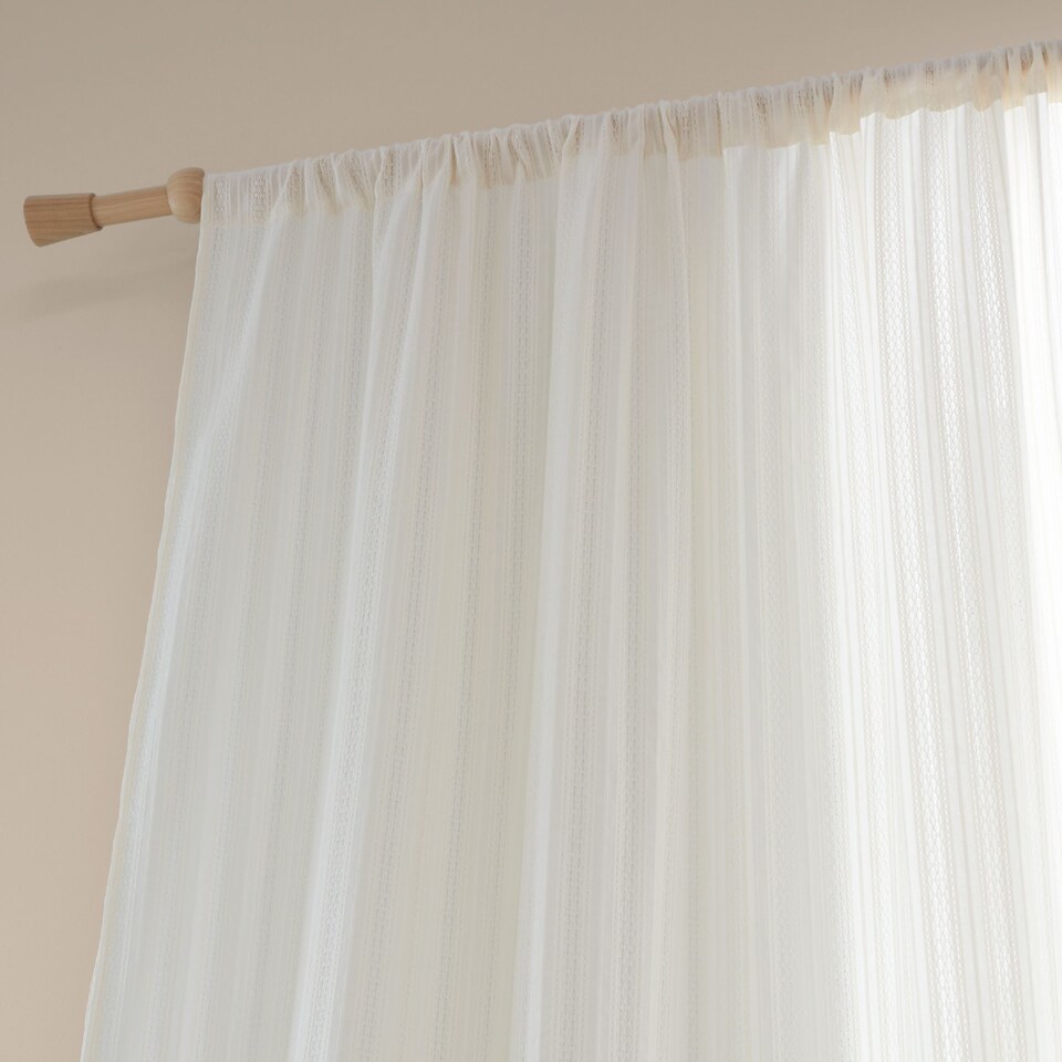 image 1 of Pineapple Elephant Zofia Broderie Cotton Anglaise Tab Top Voile Curtain Panel | Cream | Natural