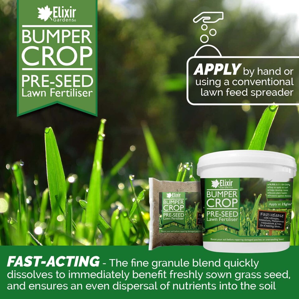 image 1 of Elixir Gardens Bumper Crop Lawn Pre-Seeder 6-11-18 tub x 25kg
