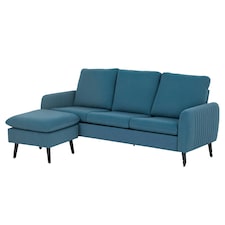 HOMCOM 3 Seater Corner Sofa Couch Settee with Chaise Lounge, Blue 