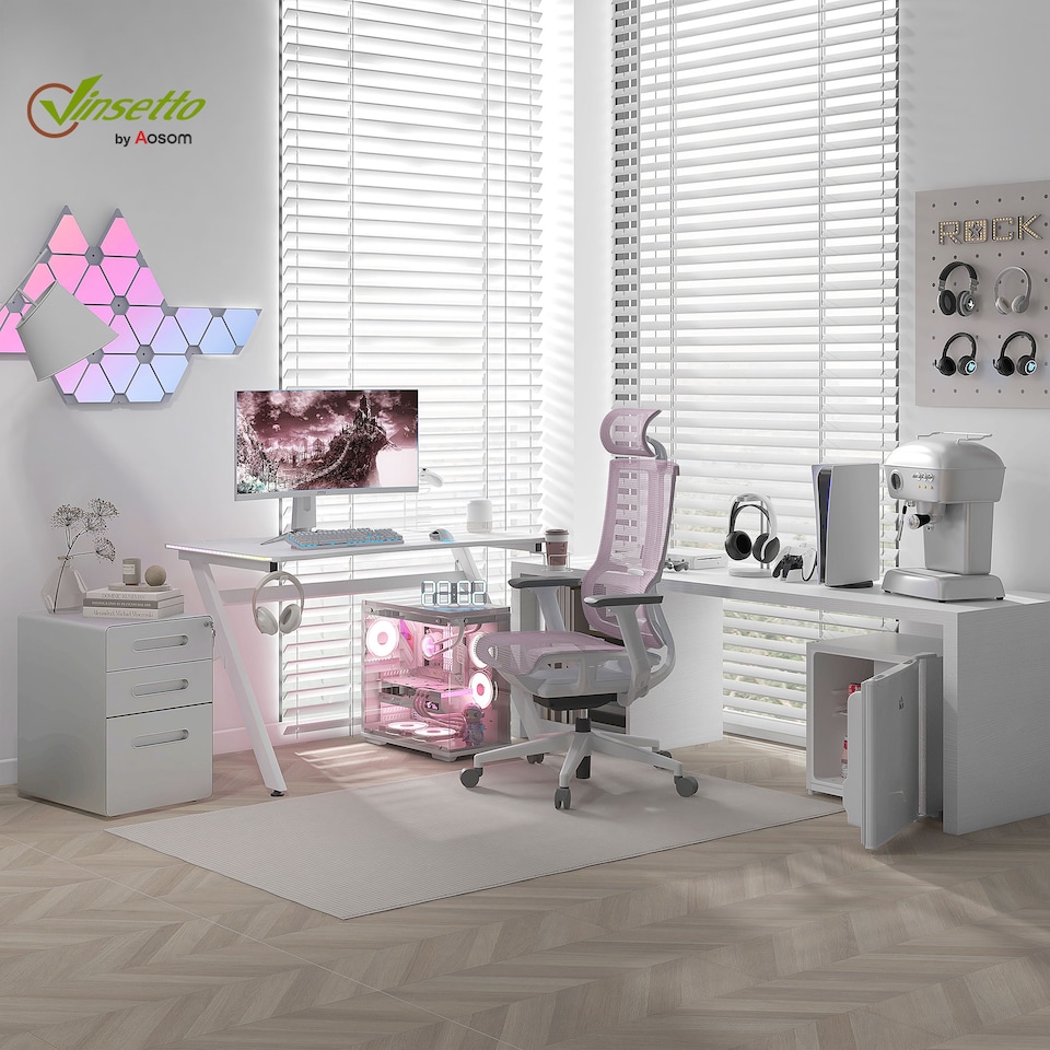 image 1 of Vinsetto Lockable File Cabinet with 3 Drawers, Vertical Office Drawer for A4, Letter, Legal Size, Anti-tilt Design, Pre-Assembled Body, White