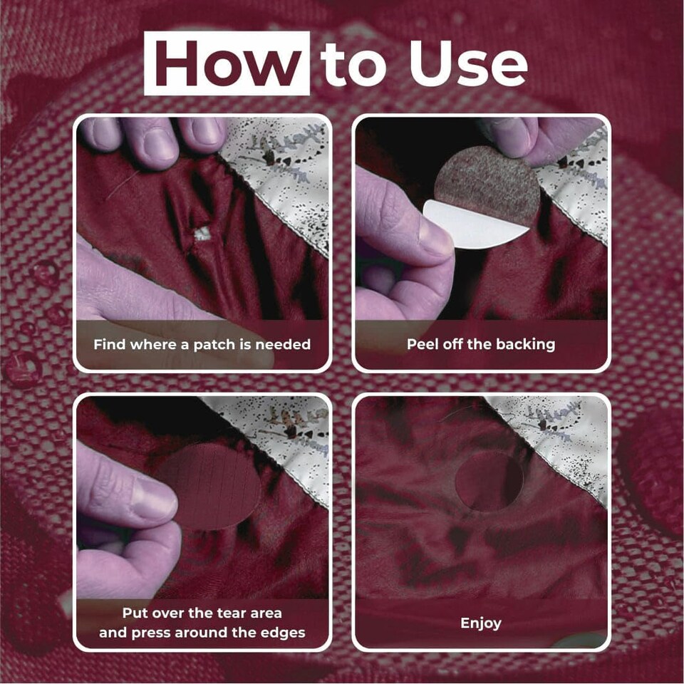 image 1 of aZengear Repair Patches for Jackets, Tent, Shoe, Gear - Waterproof, Self-Adhesive, Tear-Cold-Heat-Resistant (11 Pieces, Burgundy)