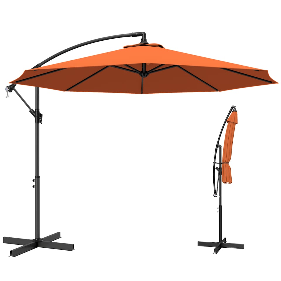 image 1 of Outsunny 3 m Cantilever Parasol, Offset Outdoor Umbrella with Crank Handle