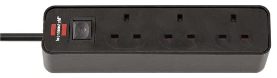BRENNENSTUHL - Ecolor Mains Extension Lead, 3 Gang, 1.5m Lead, Black