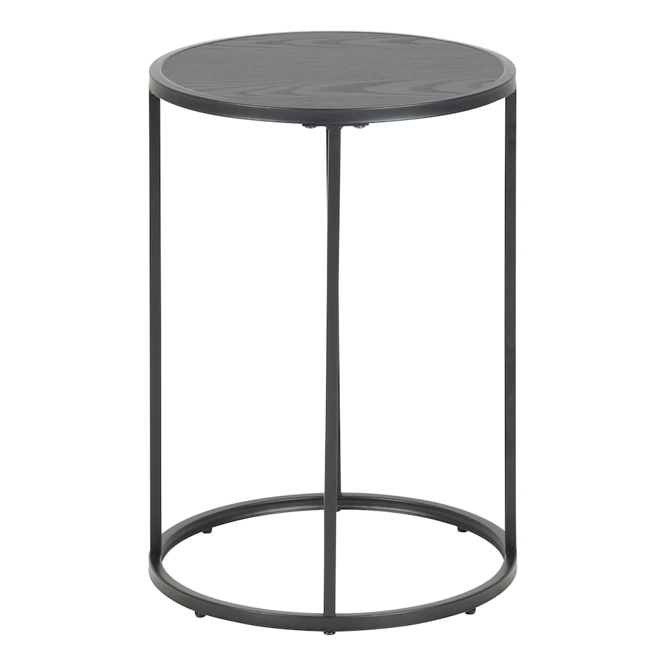 image 1 of Seaford Black Metal Small Round Side Table with Black Top