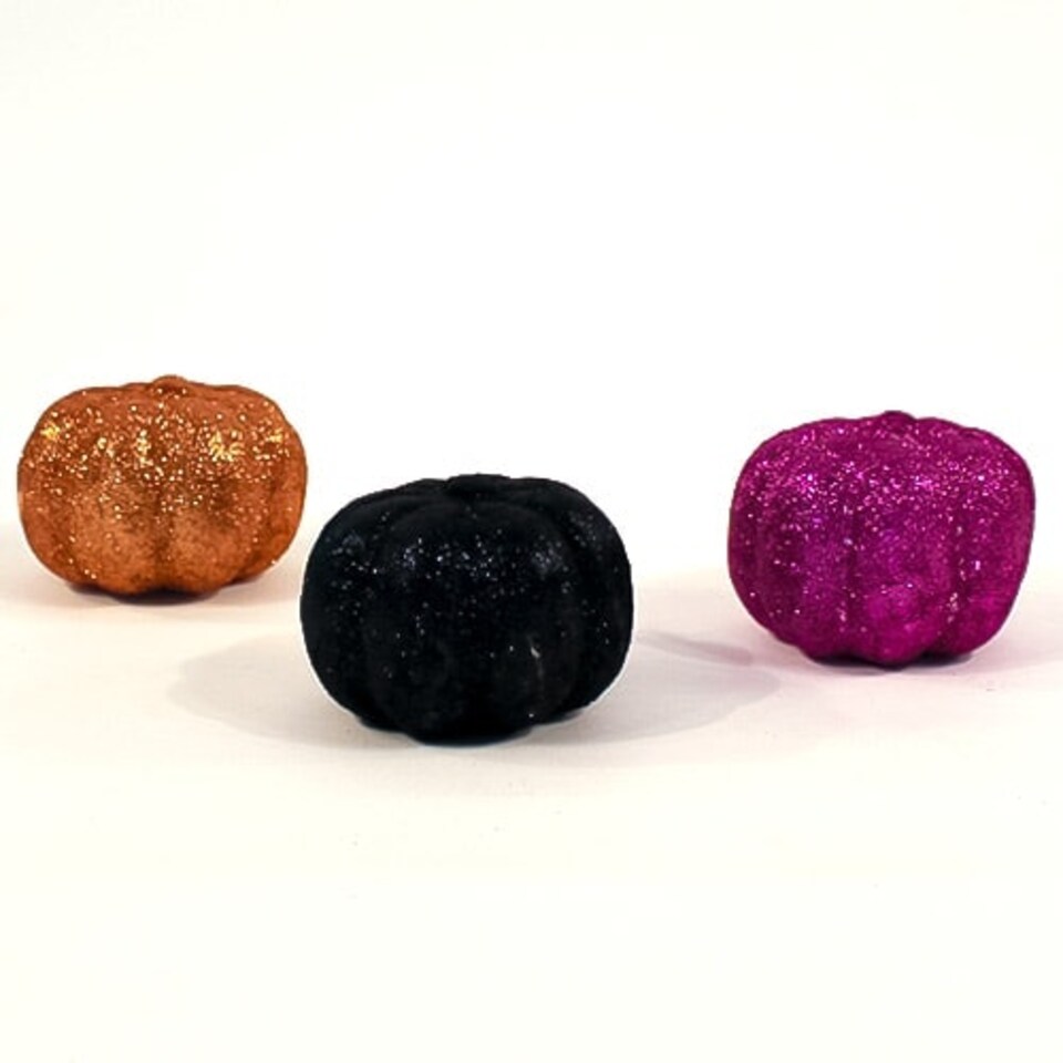 Assorted Halloween Glitter Pumpkins - Pack of 3