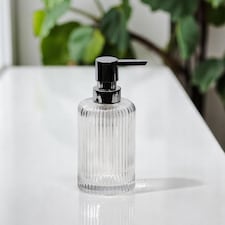 Showerdrape Regent Ribbed Glass Chrome Liquid Soap Dispenser | Clear | 1