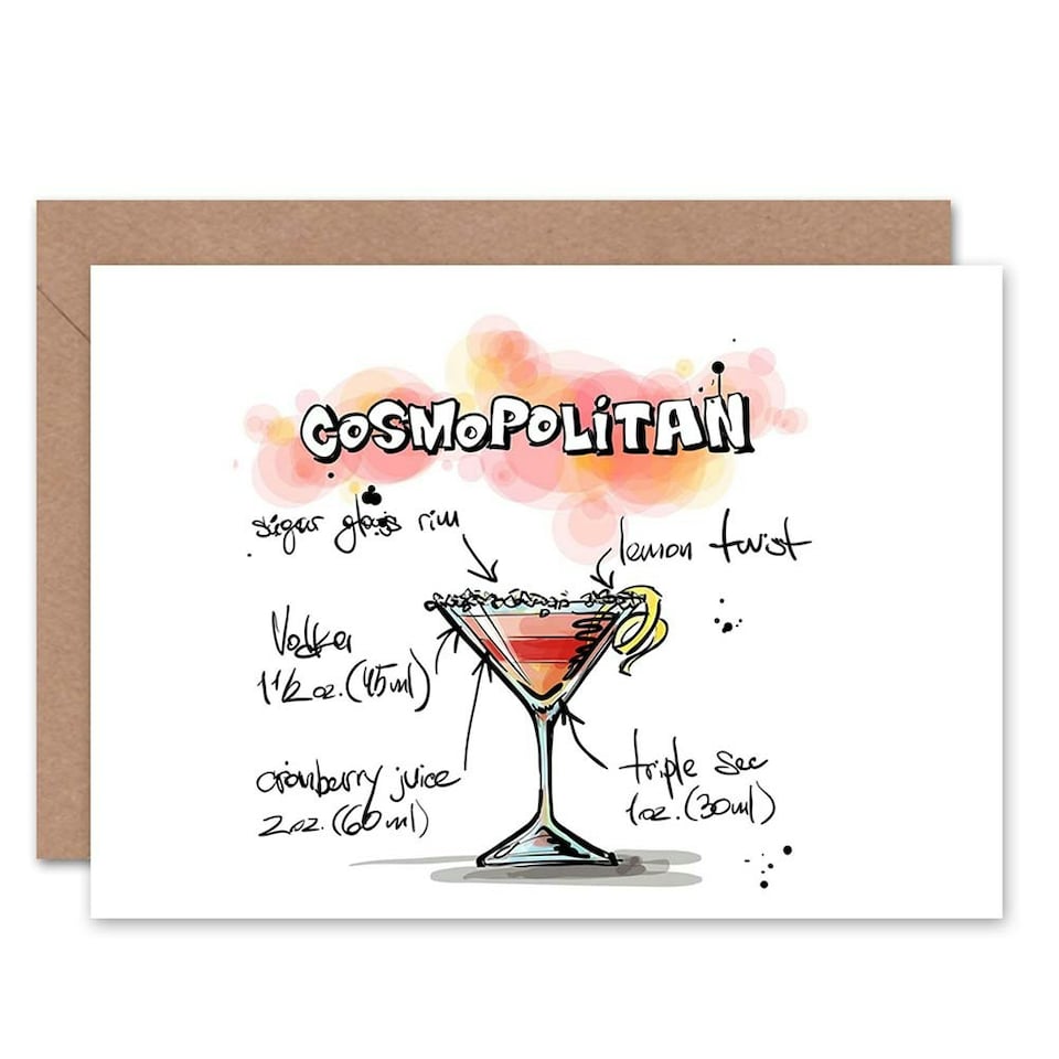 image 1 of Cosmopolitan Cocktail Drink Friendship Card