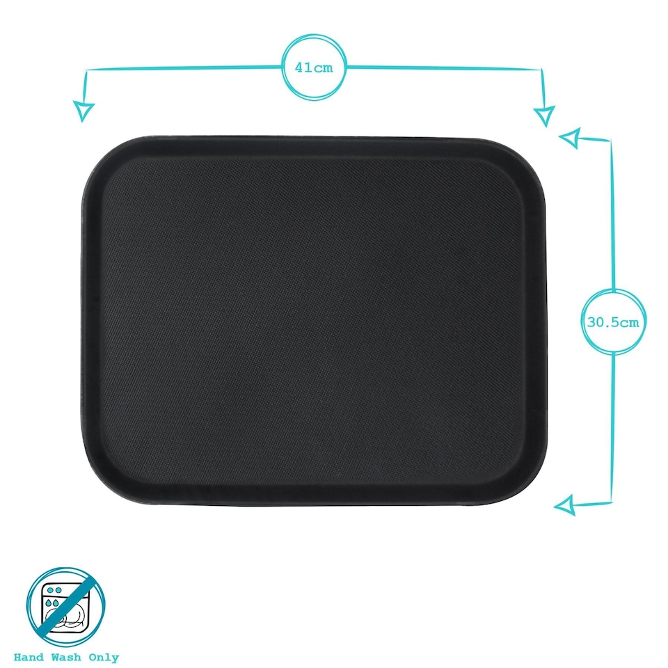 image 1 of Argon Tableware Rectangle Non-Slip Serving Tray - 41cm x 30.5cm - Black | Black | Black