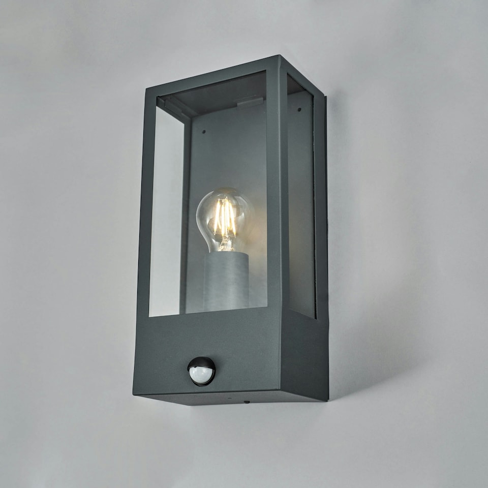 image 1 of BHS Wallace Outdoor Wall Light with Sensor, Dark Grey