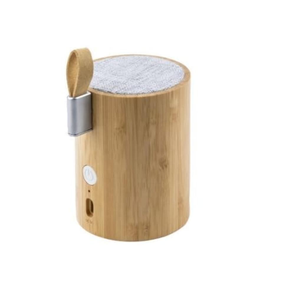 image 1 of Gingko Drum Light Bluetooth Speaker, Bamboo Wood