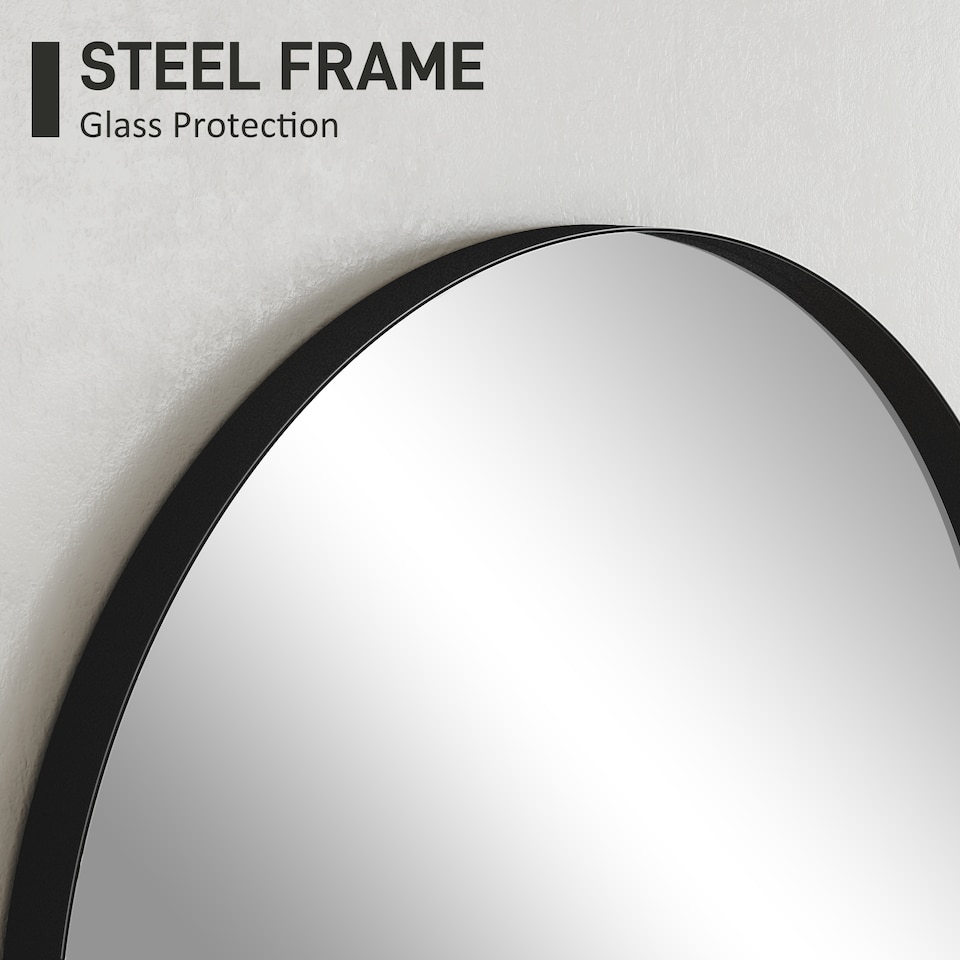image 1 of HOMCOM Arch Bathroom Mirror, Wall Mirror with Steel Frame, 50 x 70cm, Black