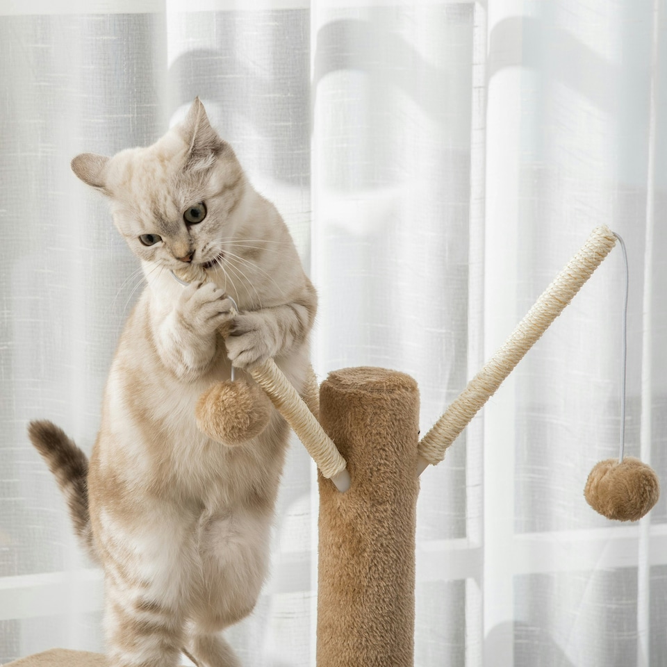 image 1 of PawHut 121cm Cat Tree Tower Activity Centre with Scratching Post Brown