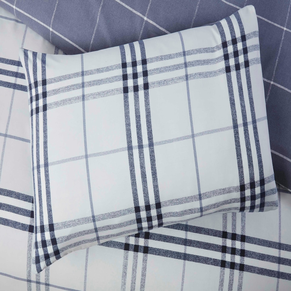 image 1 of Harris Check Polyester Duvet Cover Set with Pillowcase | Grey | Single | 1