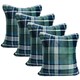 image 1 of OHS 4 x Hudson Flannel Fleece Check Printed Cushion Covers, 45x45cm - Green