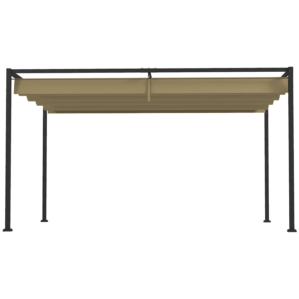 image 1 of Outsunny 3 x 2m Metal Outdoor Pergola with Retractable Roof, Outdoor Gazebo Canopy Shelter with Drainage Holes for Garden, Patio, Lawn, Khaki
