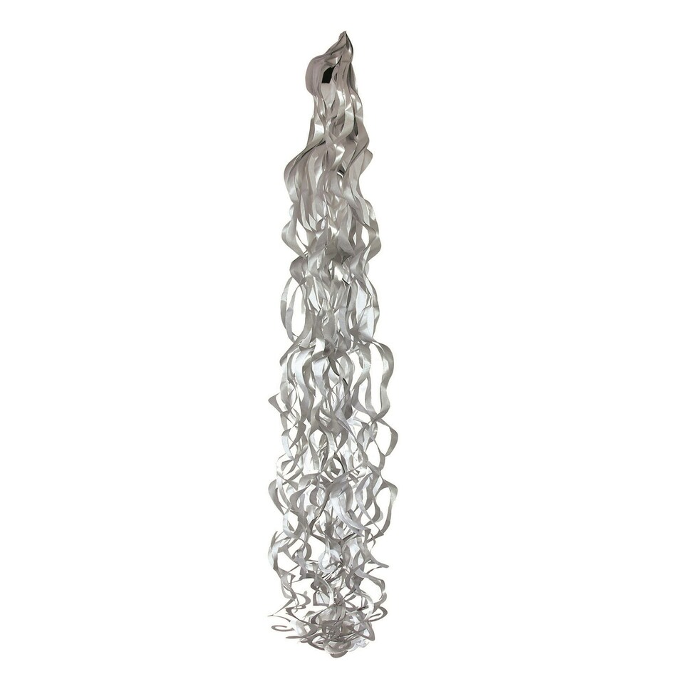 Bristol Novelty Hanging Paper Curlz Decoration - Silver/White - 42in