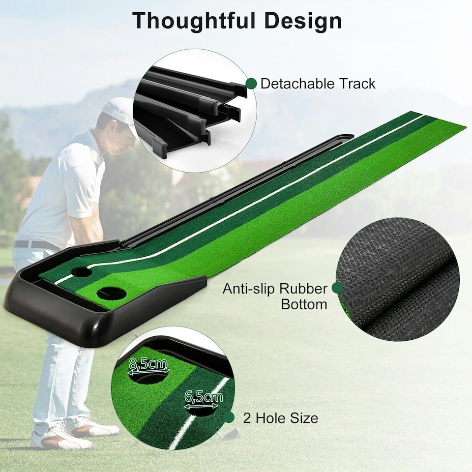 image 1 of COSTWAY 250CM Putting Professional Golf Practice Turf
