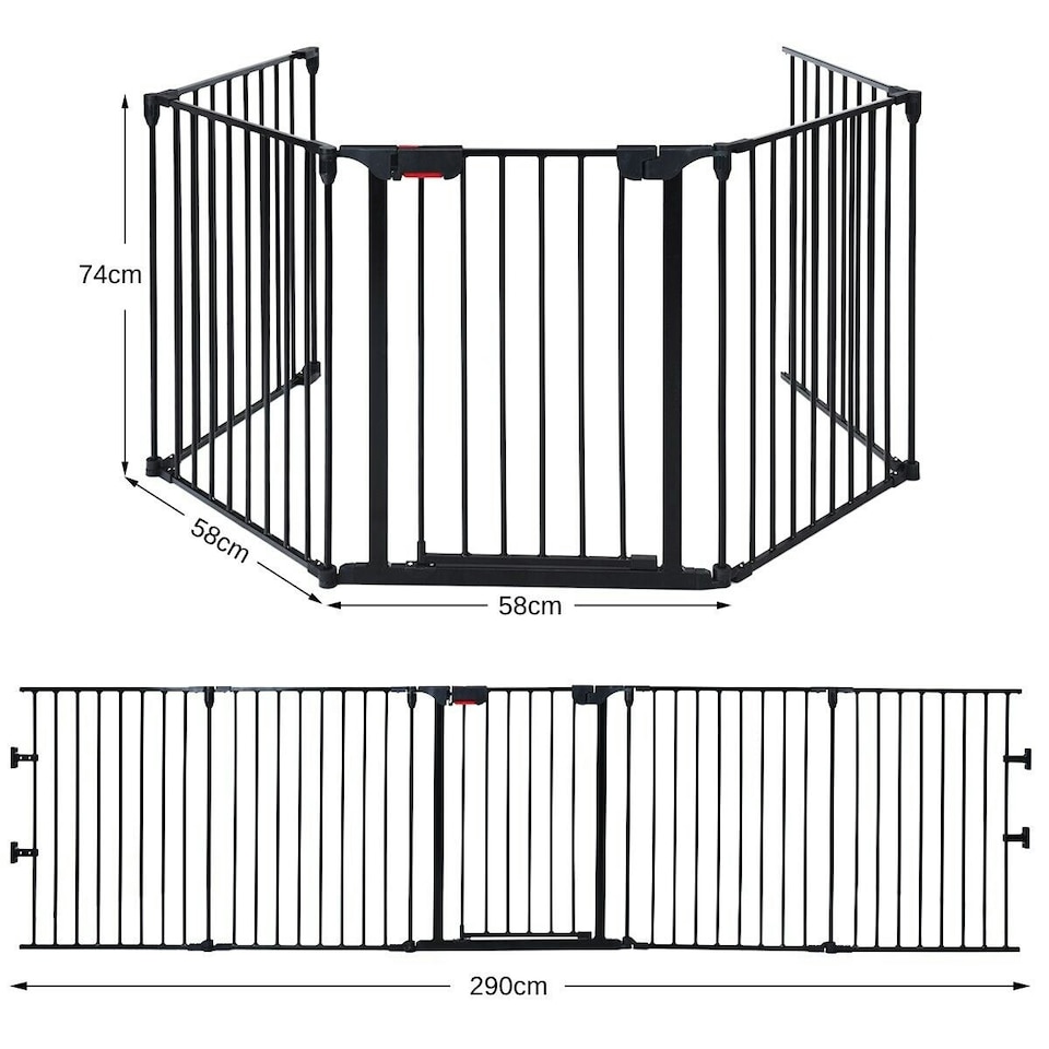 image 1 of COSTWAY 5 Panel Fireplace Fence Room Divider Black