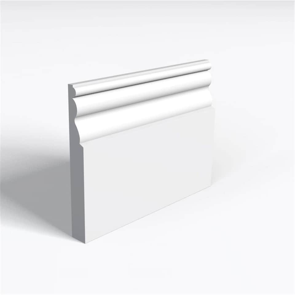 Pack of 5 (Total 5 Units) - Moisture Resistant MDF Primed Kensington Skirting Board - 25mm (T) x 219mm (H) x 3050mm (L)