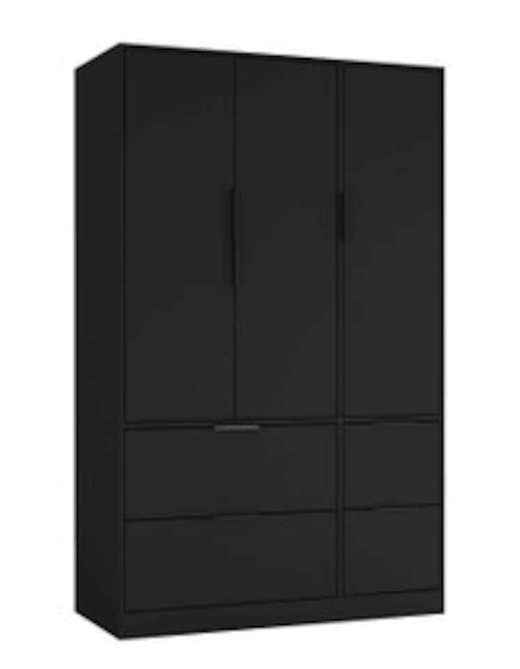 image 1 of FUJI 3 Door 4 Drawer Wardrobe | Black | Black & Black | 117 x 55 x 8.5 | 1