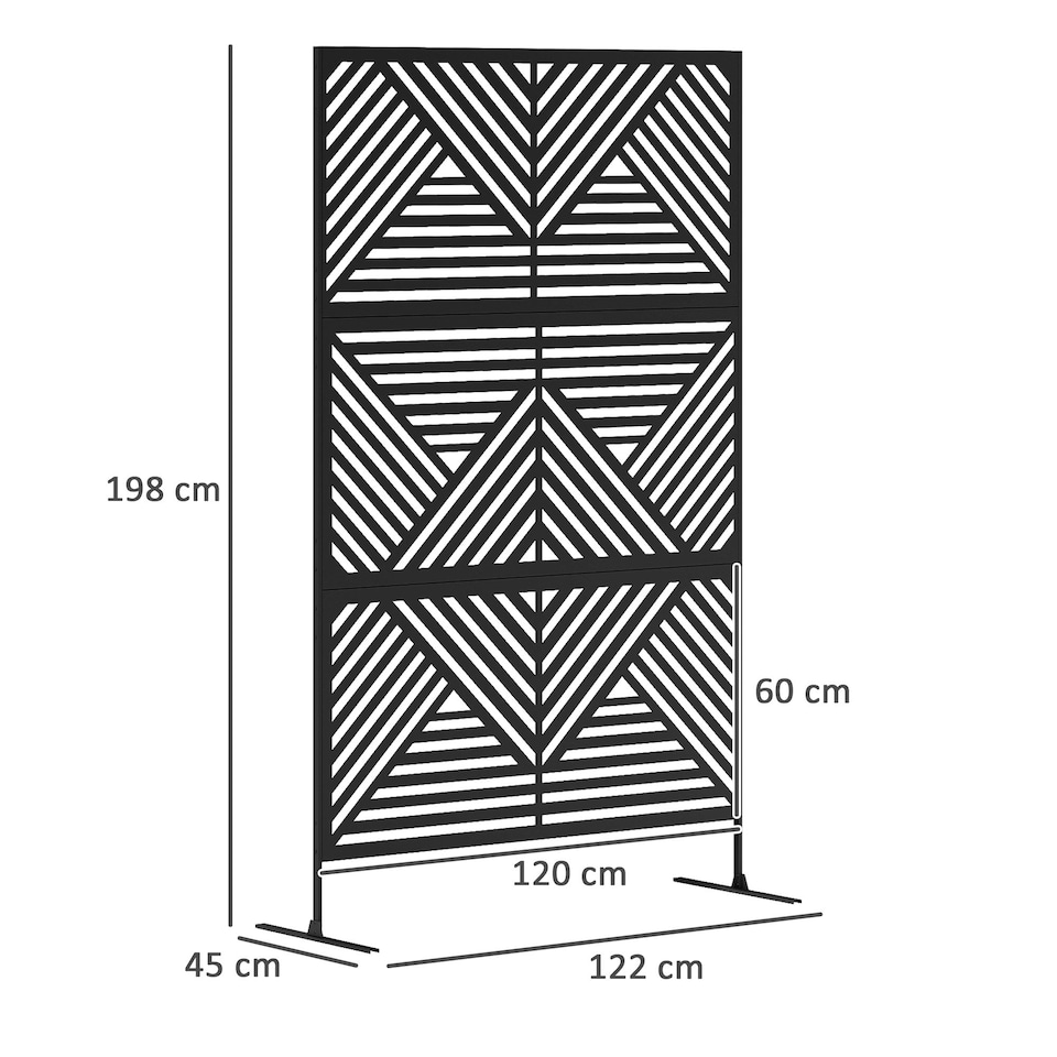 image 1 of Outsunny Decorative Outdoor Privacy Panel with Stand, Rhombus Black Black