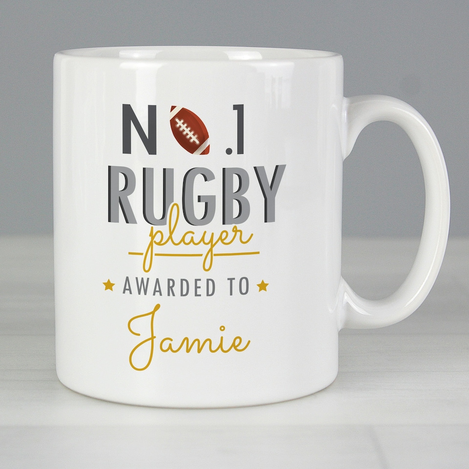 image 1 of Personalised No.1 Rugby Player Mug White