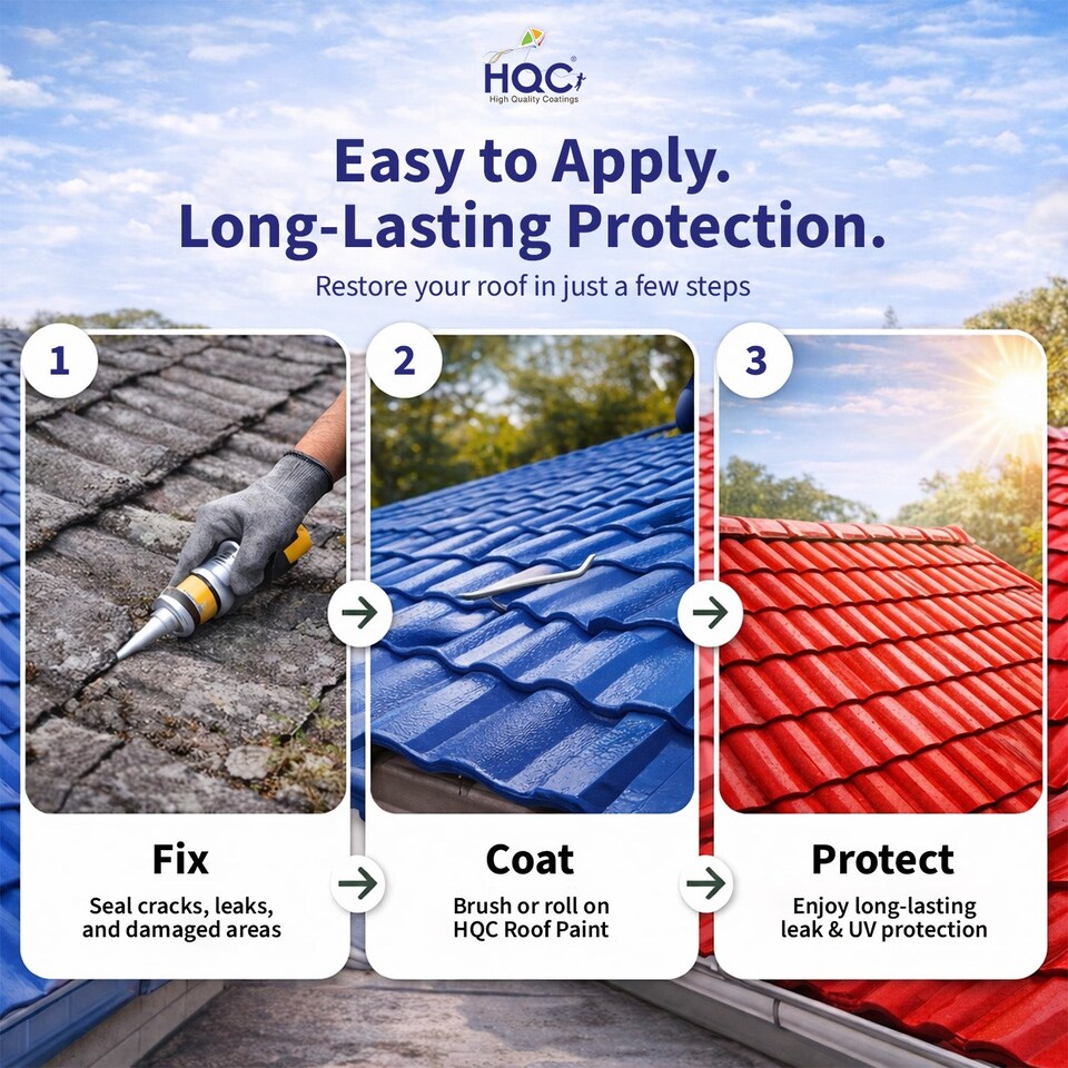image 1 of HQC Roof Paint - Weatherproof & Durable Roof Protection - White - 10L
