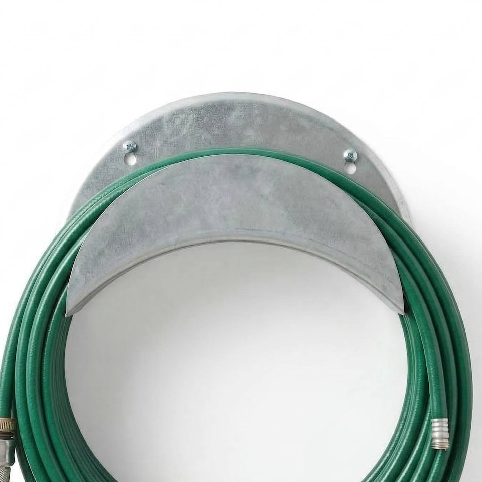 image 1 of URBNLIVING Heavy Duty Wall Mounted Garden Hose Hanger Metal Storage Holder 28cm | Silver | Silver | 1